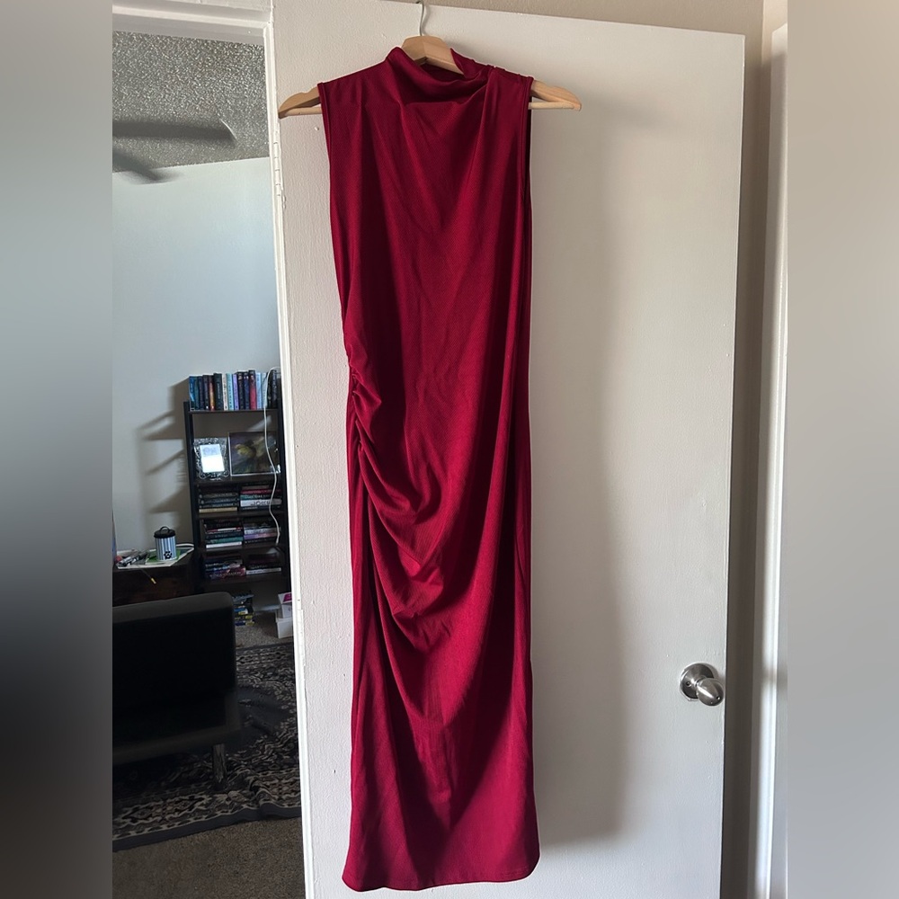 Red full length bodycon dress